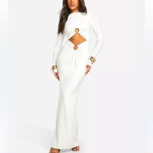 Boohoo trim detail maxi dress # open work # trim detail